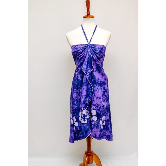 VINTAGE 1980s Napua Collection rayon purple sun dress - Picture 1 of 3